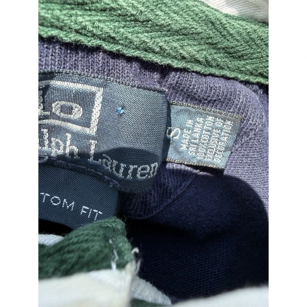 Polo Ralph Lauren Big Pony Rugby 90s Elbow Patch #2 Men's Small‎ Navy Blue